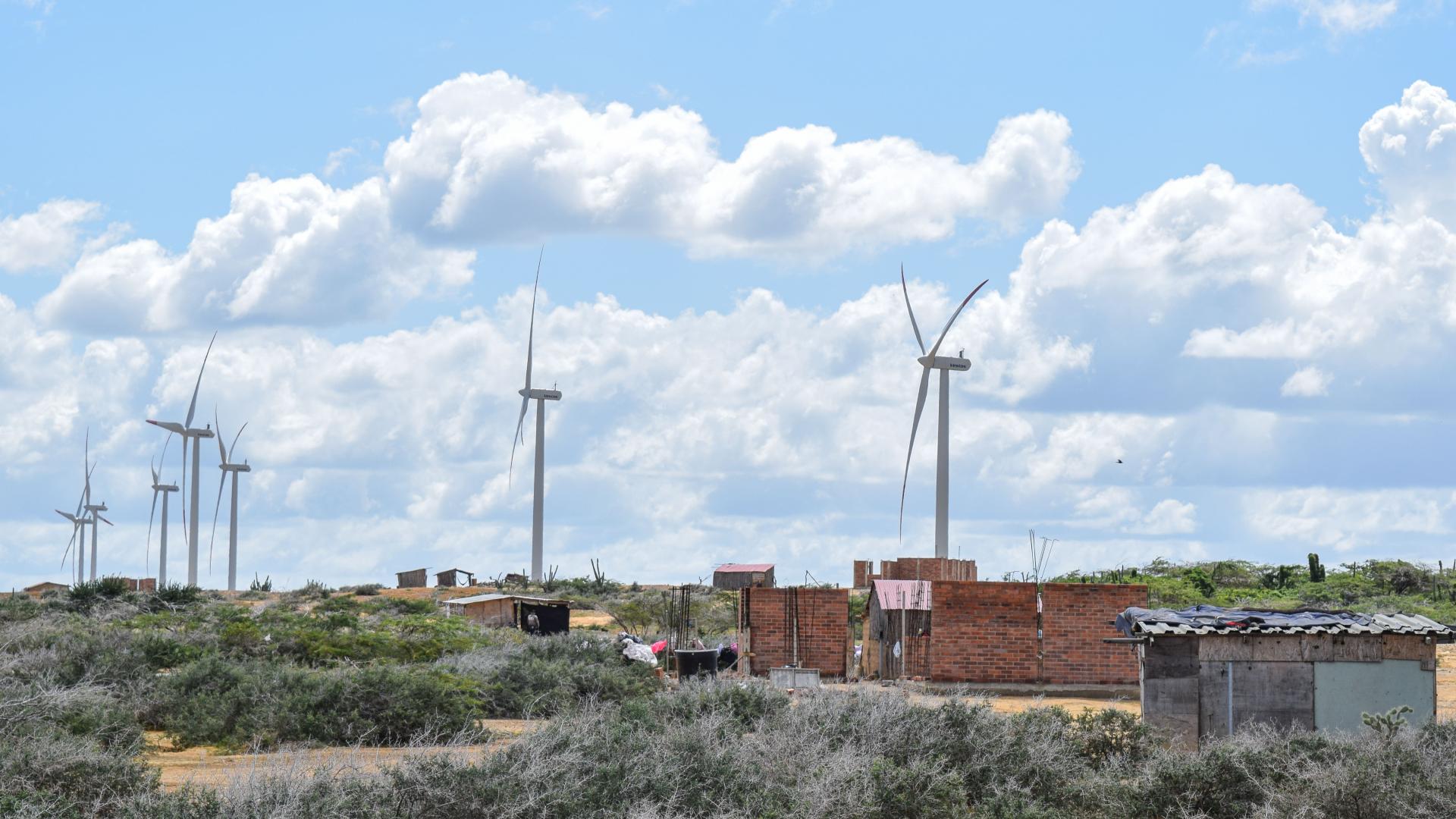 Wind turbines in La Guajira, Colombia.