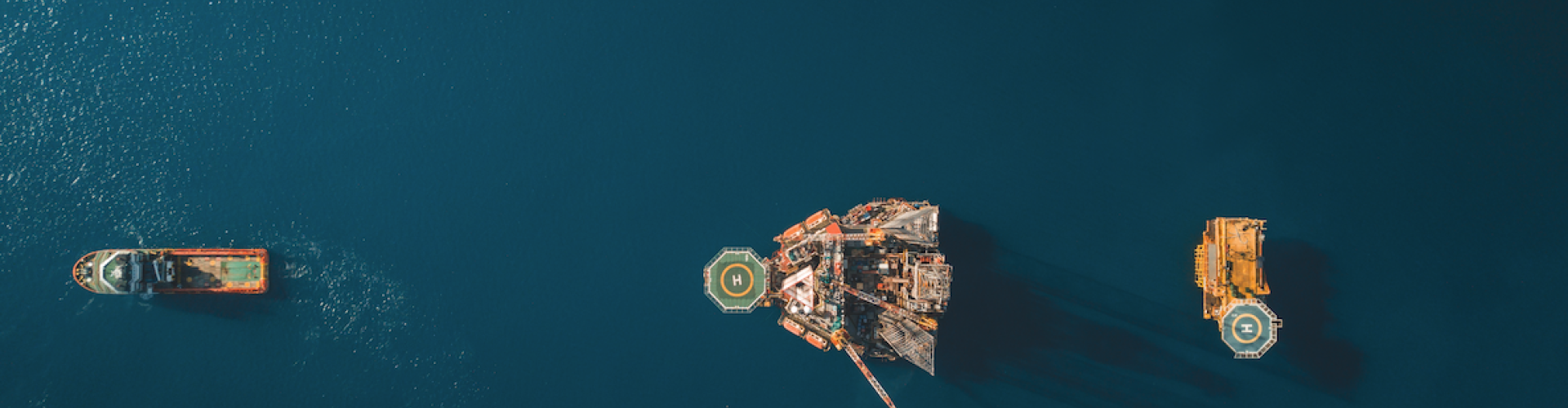 Aerial view of an oil rig