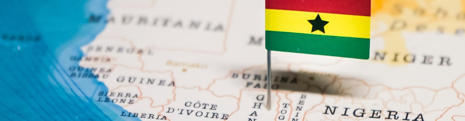 Ghana flag on the map