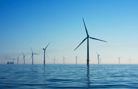 Windmills in the middle of the sea