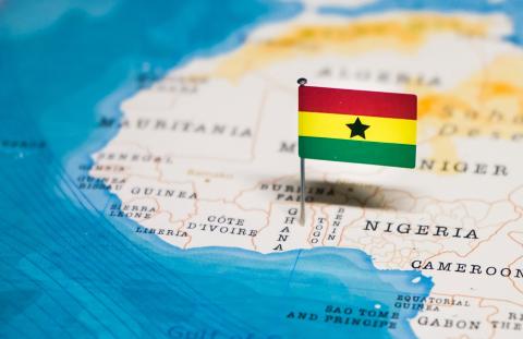 Ghana flag on the map