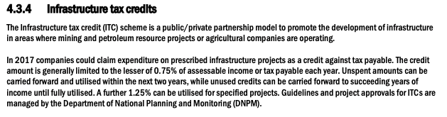Text box explaining infrastructure tax credits