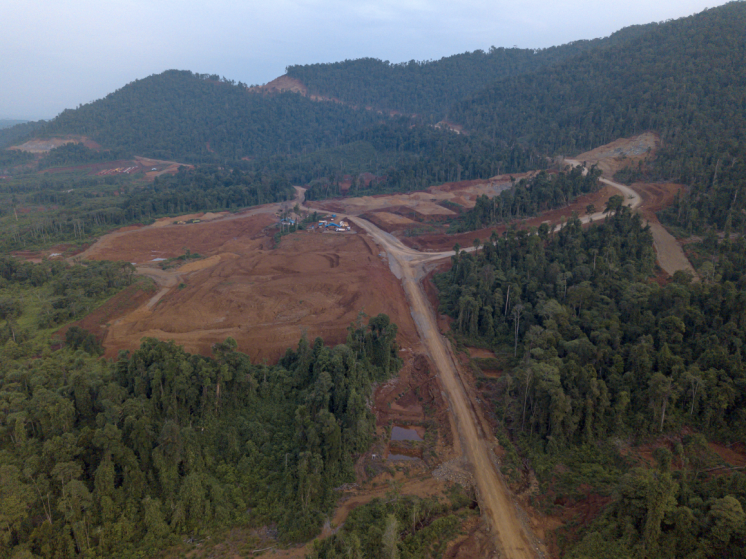 Aerial photograph of land being cleared for a nickel mine in North Morowali.