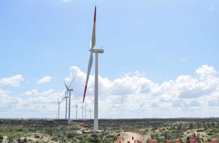 Wind turbines on the road to the Media Luna area, Cabo de la Vela, Uribia.