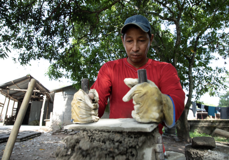 An artisan produces blocks to build houses, producing 150 blocks daily.