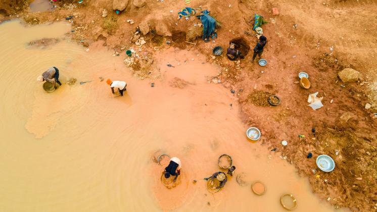 Artisanal gold mining in Kunsu, Ghana.